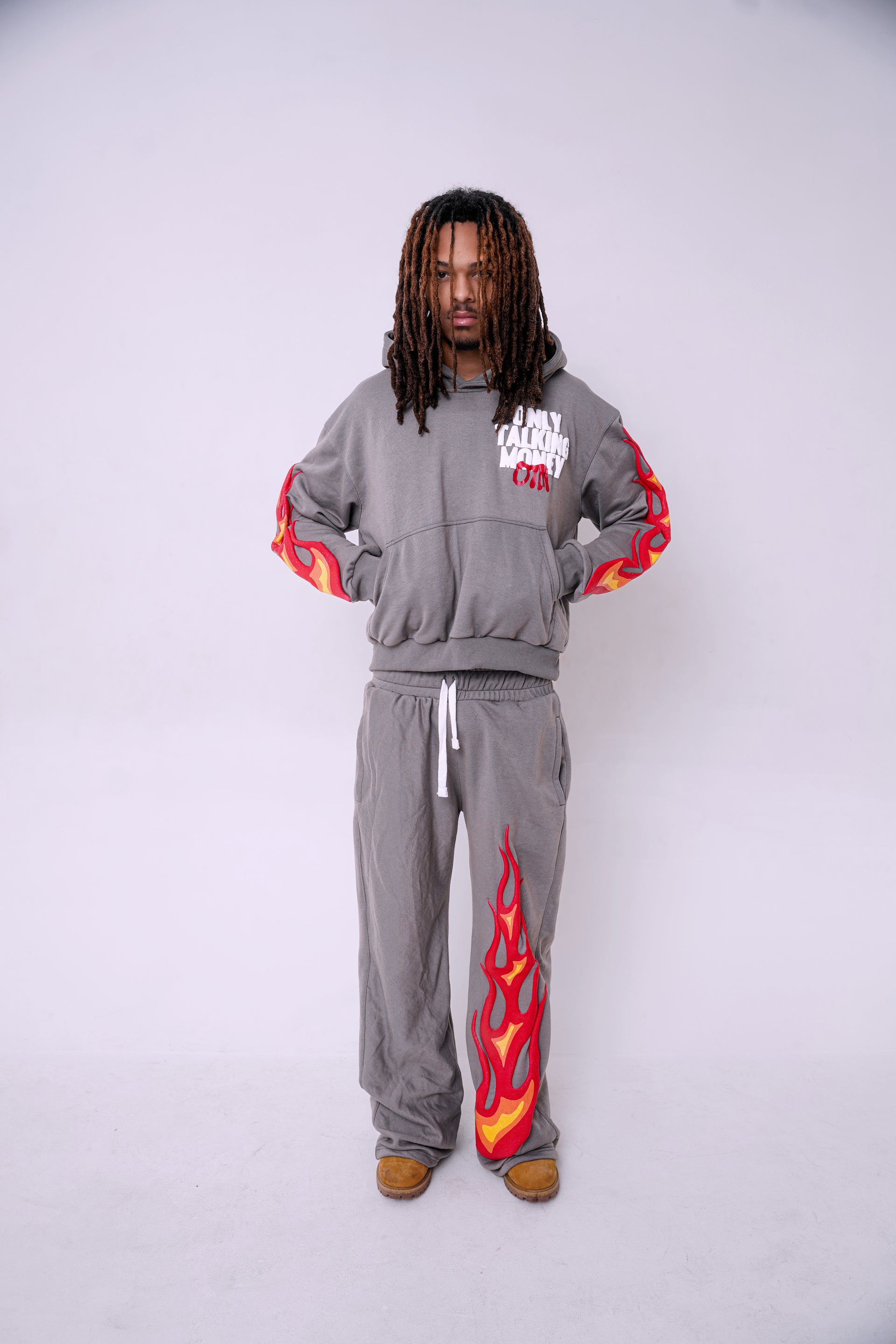 OnlyTalkingMoney V3 (Grey) Flame Sweats