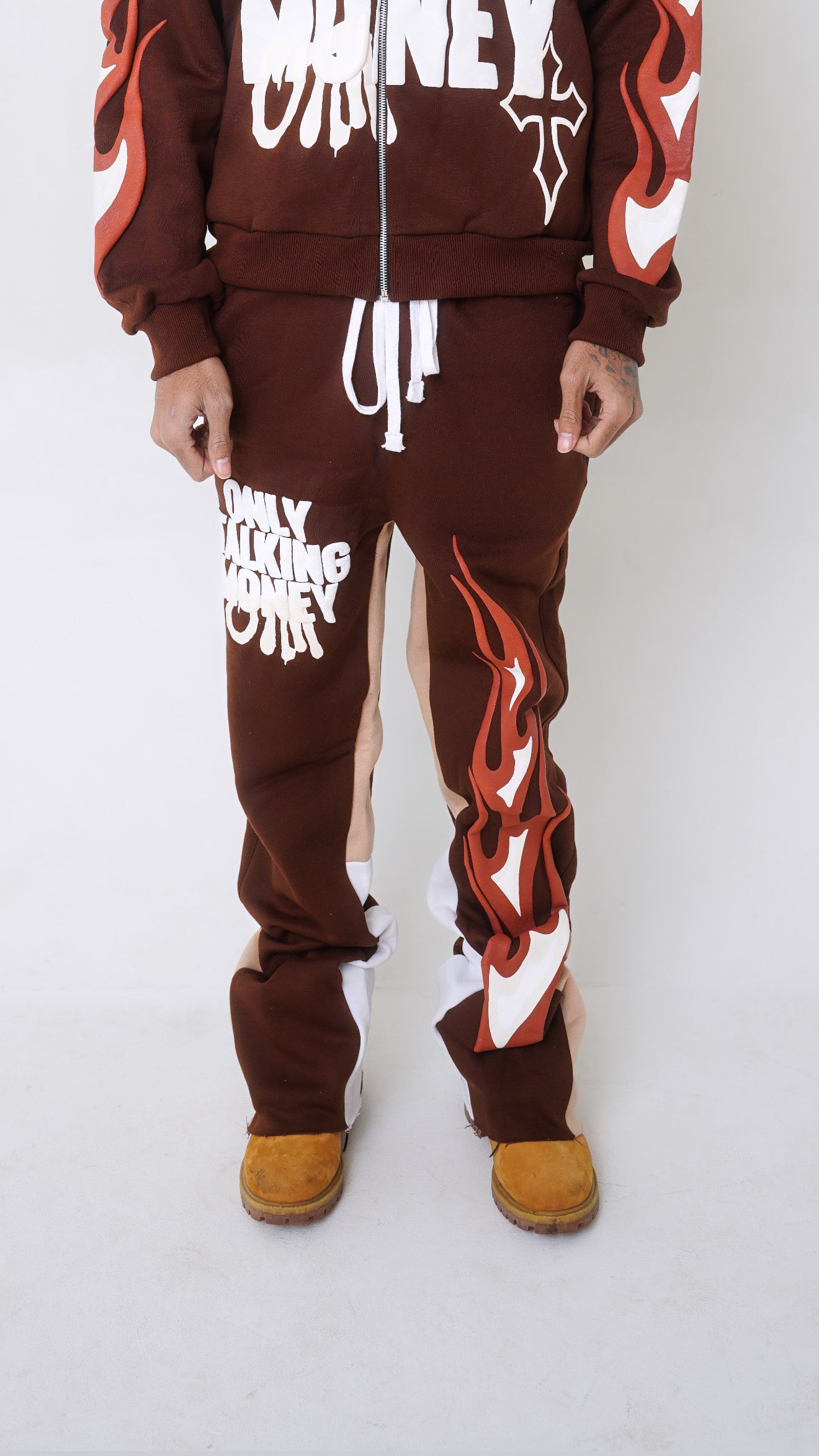 OnlyTalkingMoney V3 (Brown) Flame Sweats